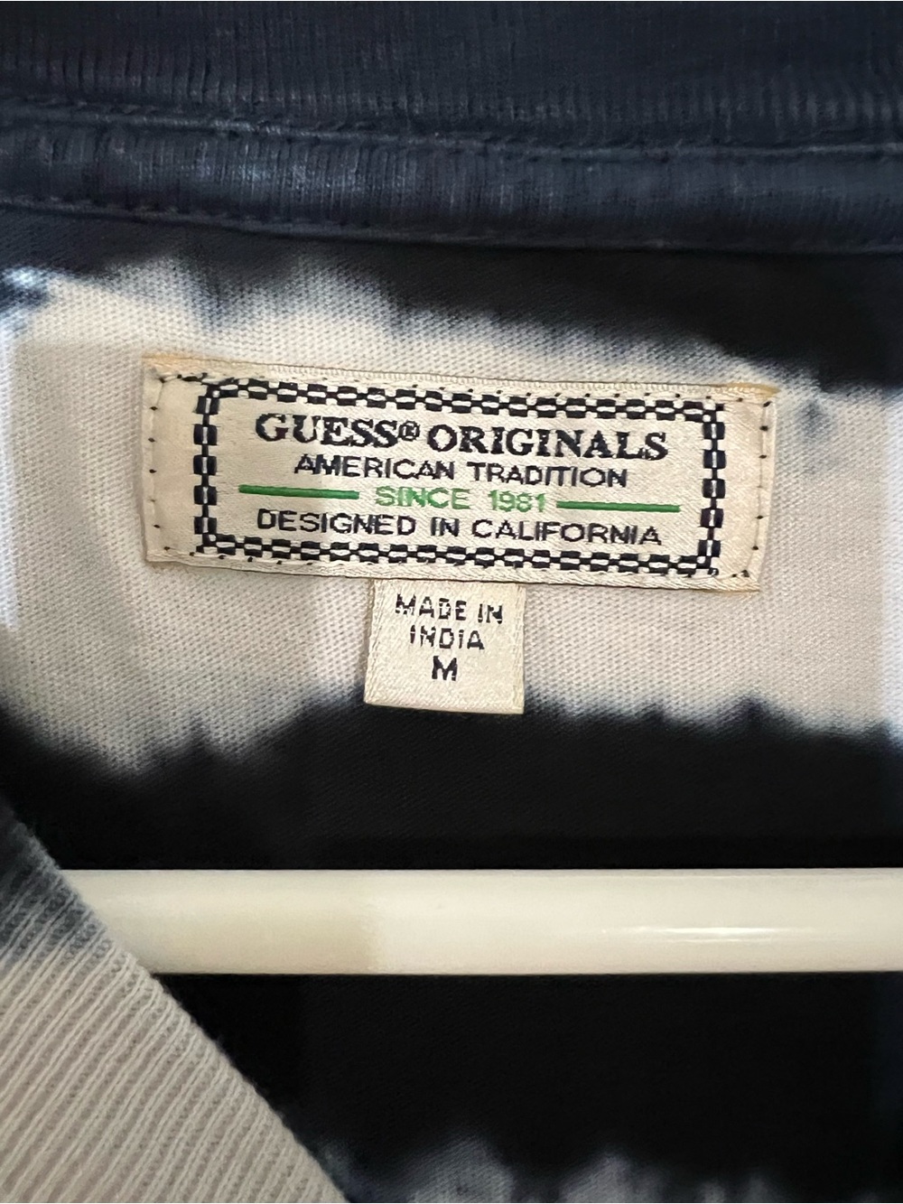 Guess Black & White Tie-Dye Short Sleeve Tee with Red Logo - Picture 3 of 3